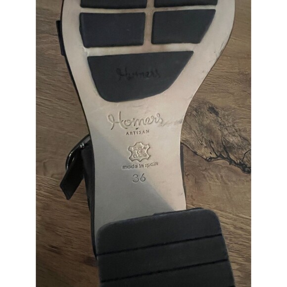 NWOB Homers Navy Blue Block Heel Leather Hand Crafted Strappy Sandals Size 36 - Picture 7 of 7
